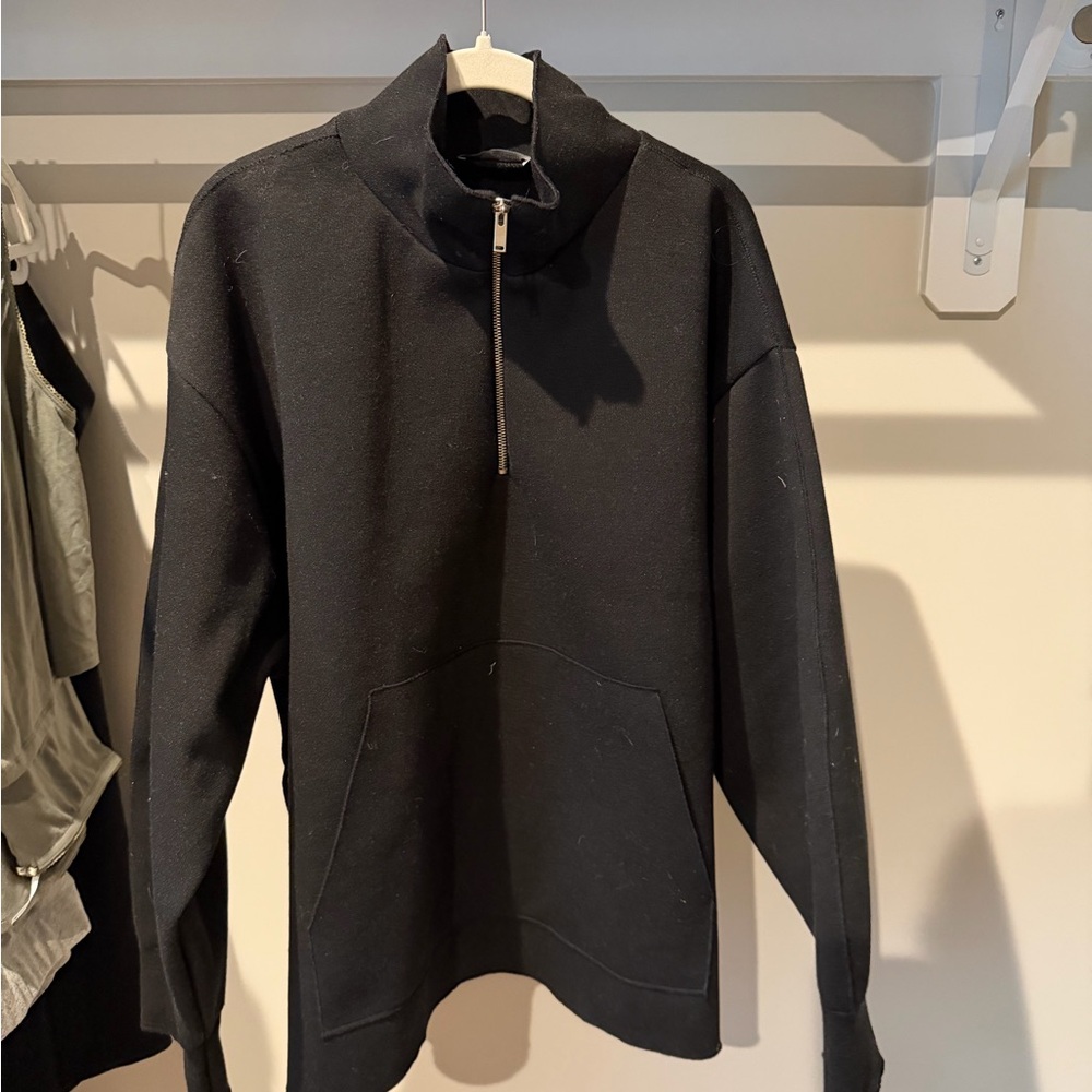 Zara Women Side Slit Quarter Zip Poncho — Medium